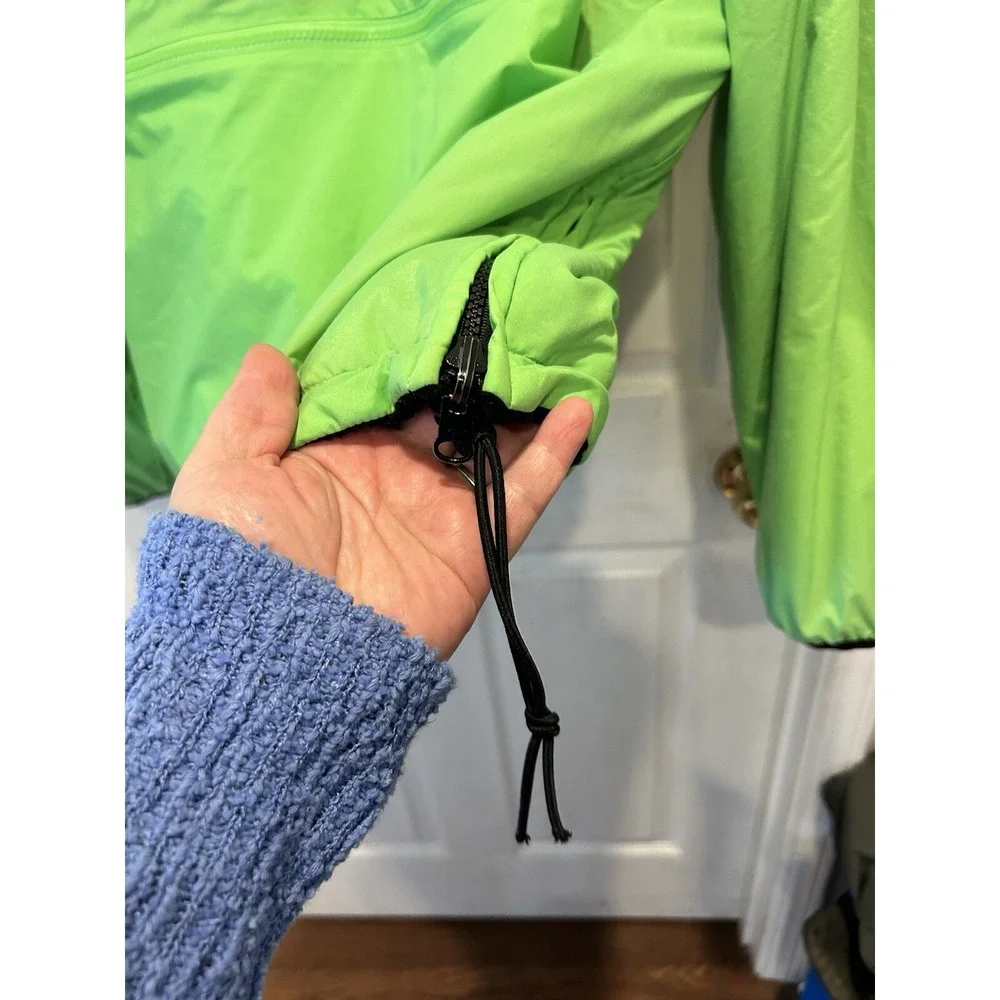 Vintage Gap Arctic Light Fleece Reversible Anorak Jacket XL Lime Green Black 90s
